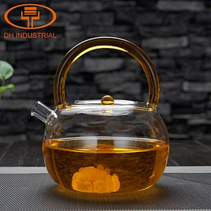 2018 totally handmade glass infusion tea kettle glass tea pot with handle