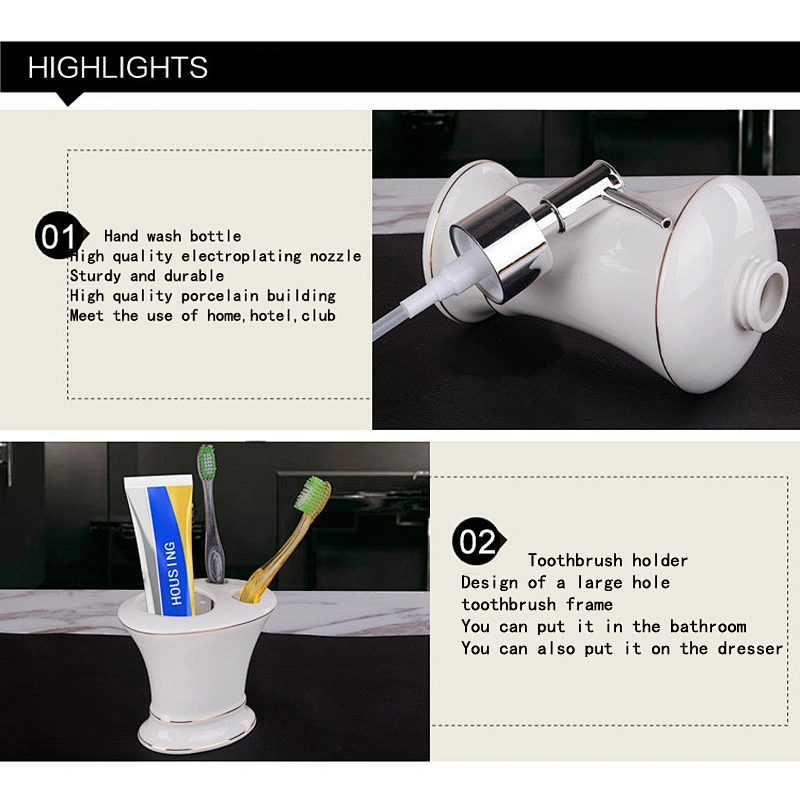 Wholesale Customized Bathroom Accessories Set Fashion 5 Pieces of Ceramic Bathroom Sanitary Set