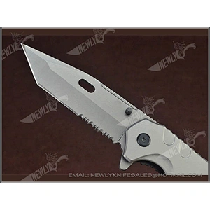 Grey Titanium Blade Tactical Military Pocket Knife