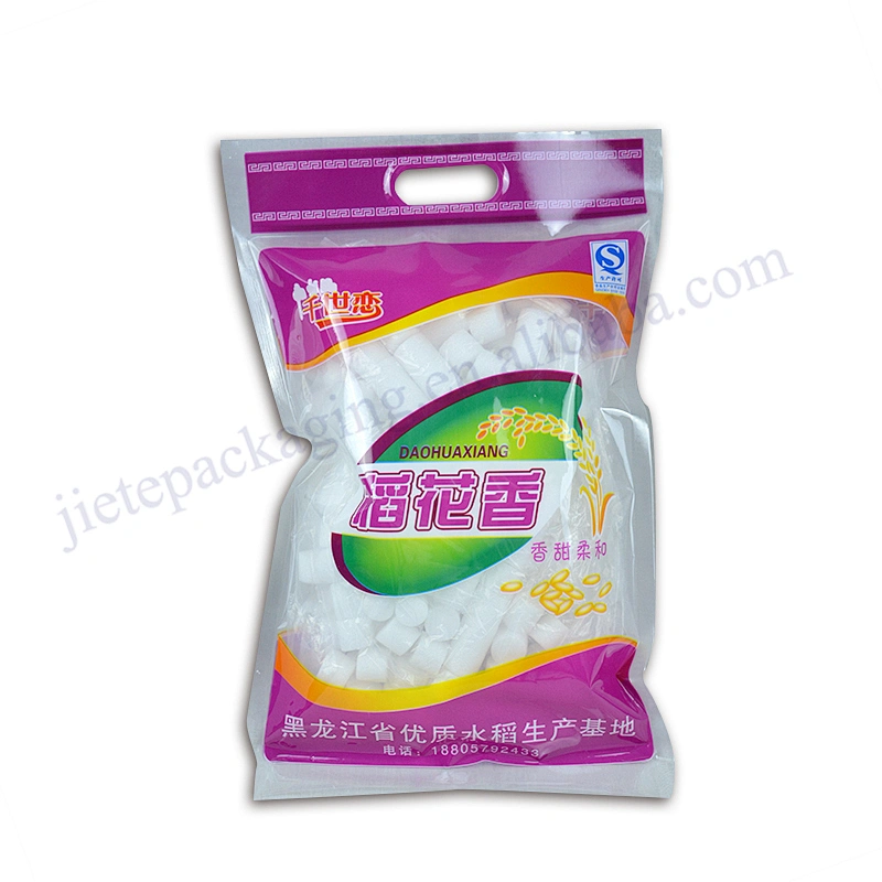 Superior quality 5kg plastic PE vacuum rice packing bag with handle