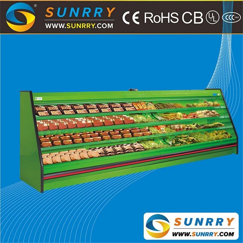 New Design Supermarket Open Vegetable Showcase Cooler and Curtain Showcase