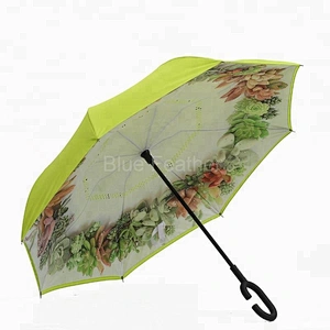 Inside full printed umbrella Reverse Umbrella Bright colored umbrella