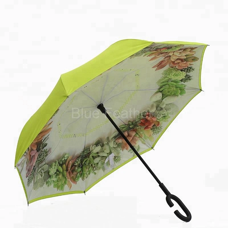 Inside full printed umbrella Reverse Umbrella Bright colored umbrella