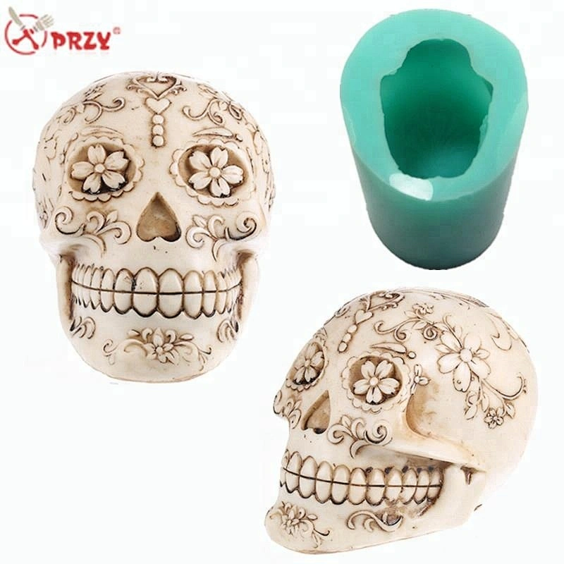 QT0006 PRZY Halloween cake fondant house decoration skulls flowers silicone handmade mold