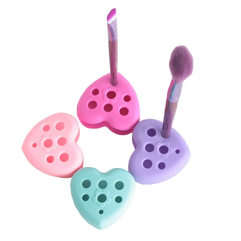 Heart shape silicone makeup brush cleaner holder