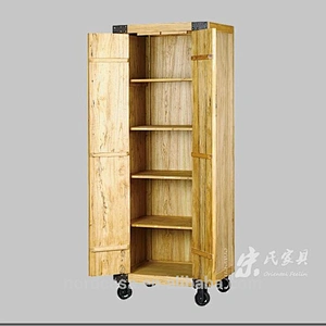 vintage industrial wood color recycle elm wood chinese tall cabinet