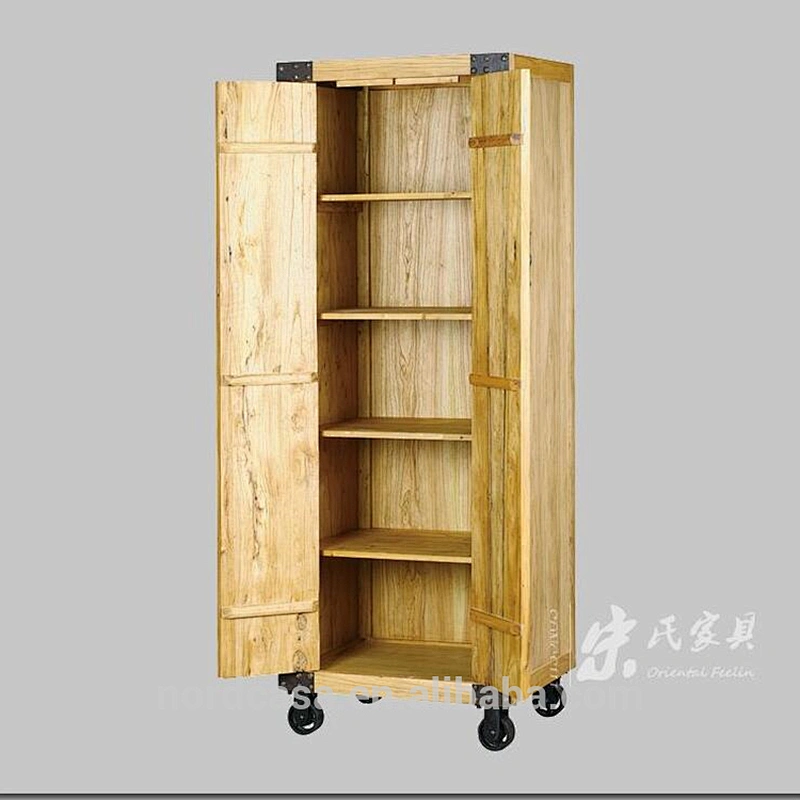 vintage industrial wood color recycle elm wood chinese tall cabinet