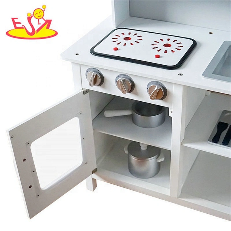 2019 Newly released electronic stove wooden toy kitchen set for kids W10C045