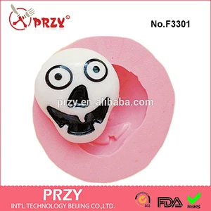 F3301 Skull Halloween cake mold Polymer Clay Sculpey Wax Soap Fondant Cabochon