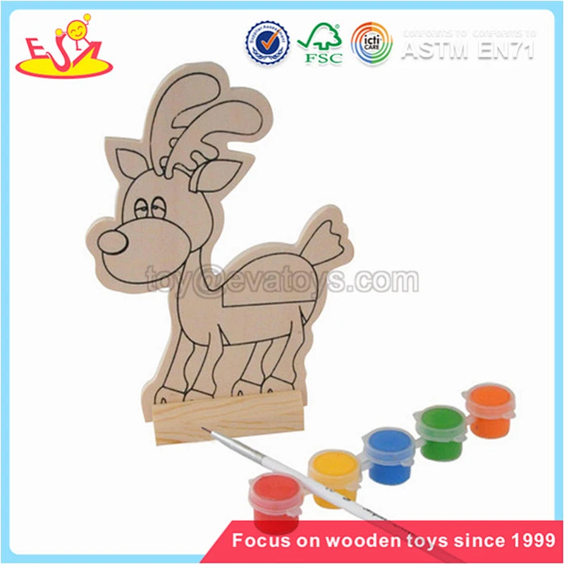 Wholesale high quality creative art teaching DIY kids handwork wooden painting set W03A046