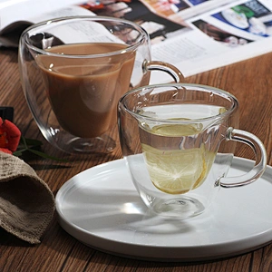 2018 China wholesale price heat shaped glass coffee wine cup double wall resistant heat mug