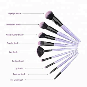 9pcs Marble Design Handle Cosmetics Makeup Brush Set