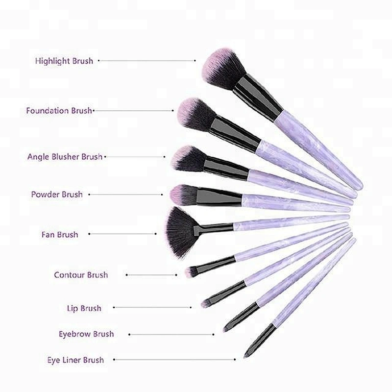 9pcs Marble Design Handle Cosmetics Makeup Brush Set