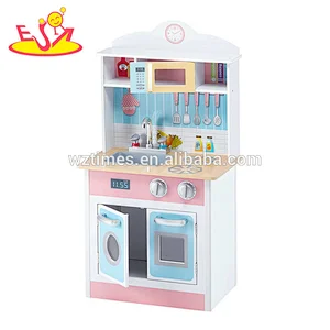 Nuevo diseño de niñas de madera rosa que cocinan juguetes para el juego de simulación W10C329