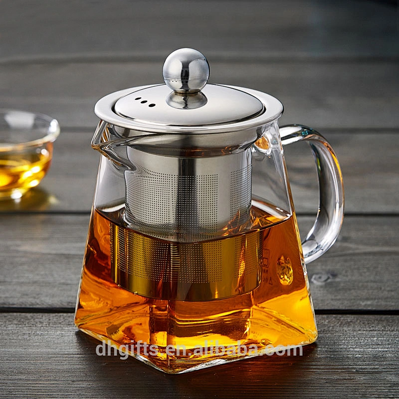 Food grade 260ML glass cup with stainless steel tea strainers with lid for home office usage
