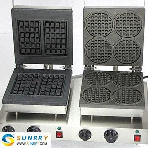Commercial electric double head egg waffle maker for round waffle and rectangle waffle (SUNRRY SY-WM56C)