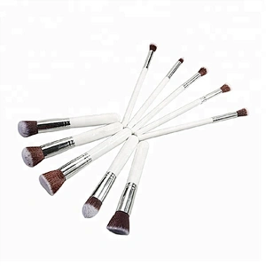 White 10pcs Cosmetic Synthetic Hair Makeup Brush Set Private Label