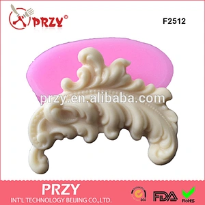 PRZY F2512 Hot sale Home Kitchen baroque decorative embossment Shaped Silicone Fondant Mold