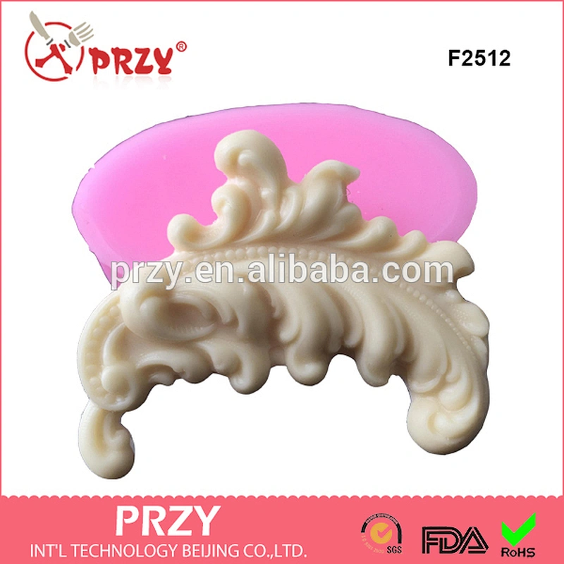 PRZY F2512 Hot sale Home Kitchen baroque decorative embossment Shaped Silicone Fondant Mold