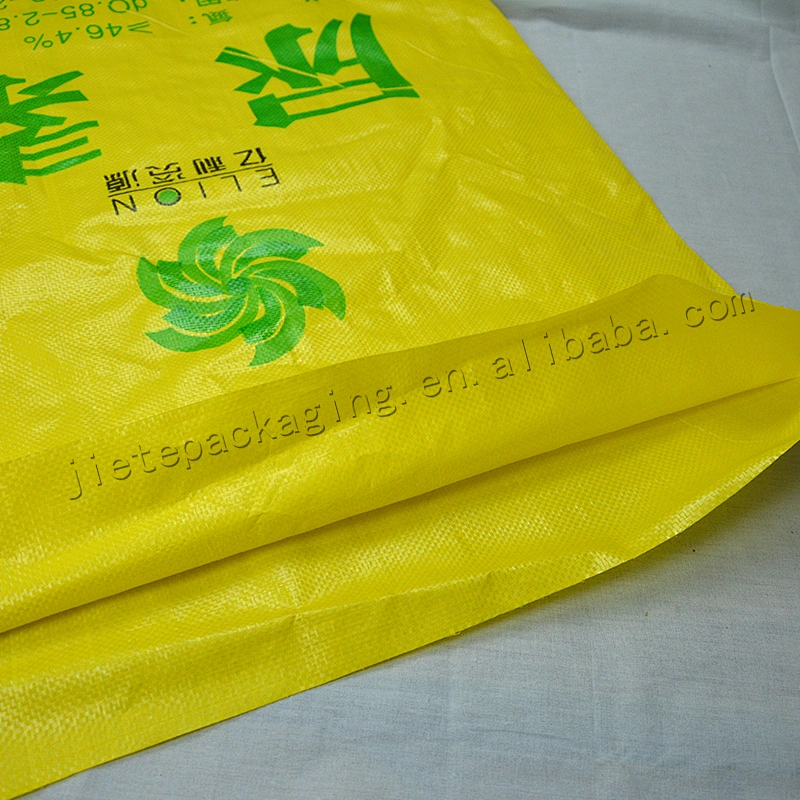 50kg new material yellow pp woven fertilizer packaging bag for urea,lime, phosphorus, potassium