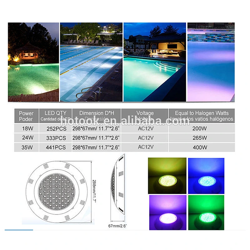 HOTOOK Remote battery switch 12 volt submersible led light  Focos de Superficie Above LED Swimming Pool LED