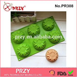 PRZY PR308 6 cavity sunflower shape silicone soap tray