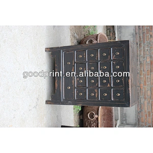 Chinese antique black medical cabinet