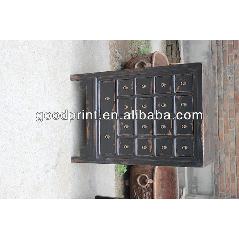 Chinese antique black medical cabinet