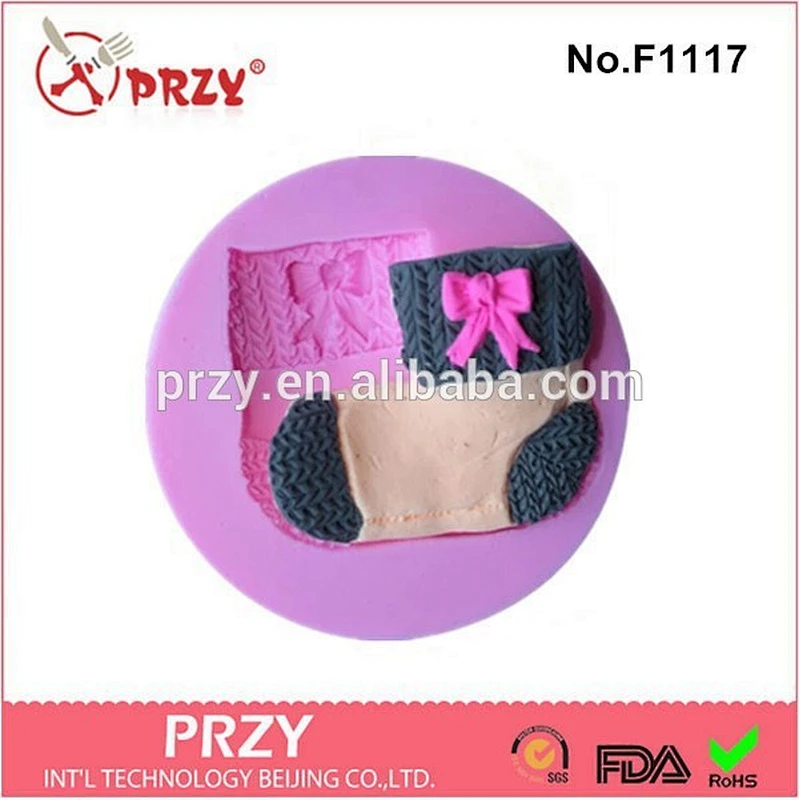F1117 PRZY Silicone Fondant Socks Cake Mold