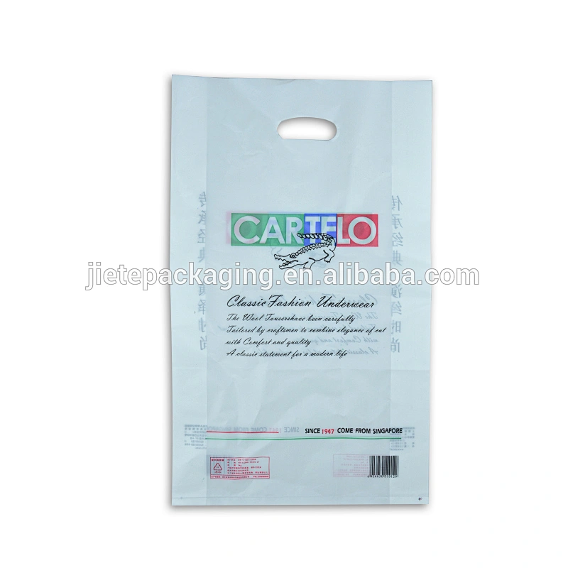 PE clothes bag with die cut handle
