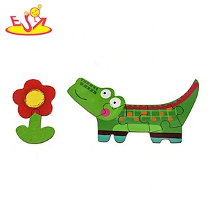 2019 Mosaic design children wooden animal puzzle games for wholesale W14N011