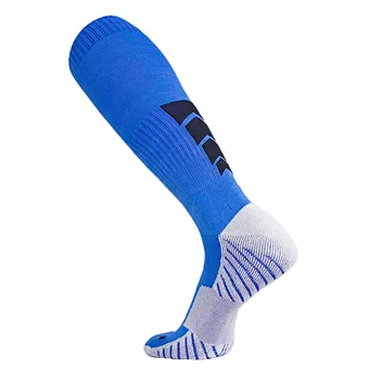 Custom Wholesale  Knee Hign Half Terry Football Designer Coolmax Nylon Compression Athletic Sport Soccer  Socks Logo