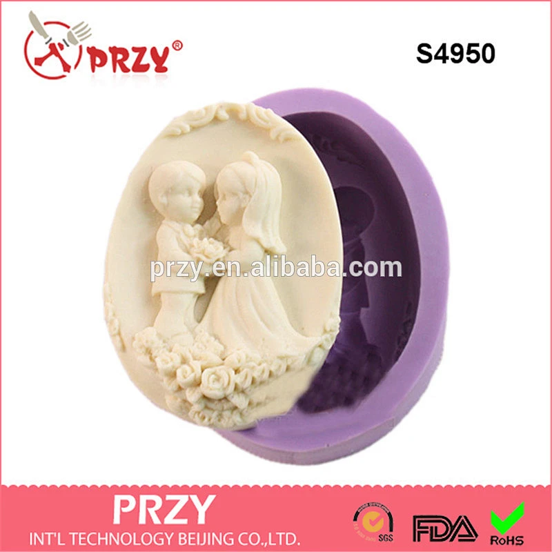 S4950 wedding couple 3d silicone soap mold handmade soap mold
