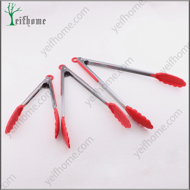 3 pcs Food Grade Heat Resistance Silicone Stainless Steel Food Tong Set