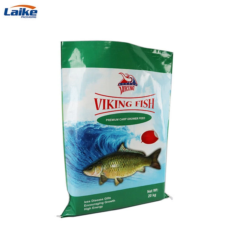 Agricultural woven fish feed bag 20kg, 25kg plastic animal food packaging bag
