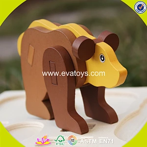 2018 New design baby wooden animal puzzle diy kids wooden animal puzzle funny children wooden animal puzzle W14G039
