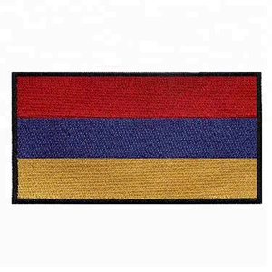 Wholesale embroidered Armenia patch flag with iron on backing for clothing