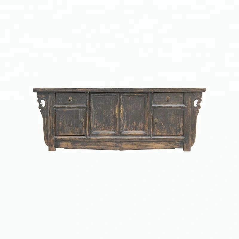 chinese antique rustic lacquered TV console furniture