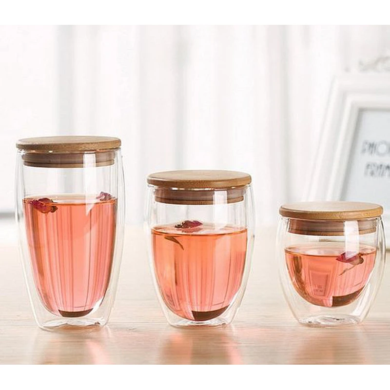 Hot Selling Products Water Cup Double Wall Crystal Handmade Borosilicate Glass Tea Coffee Cup with Cover