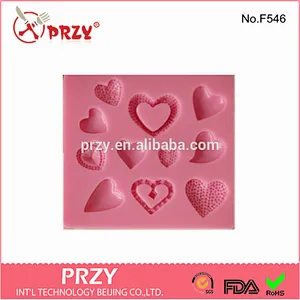 mixed heart shaped fondant silicone mold ,cake decorating fondant silicone mold