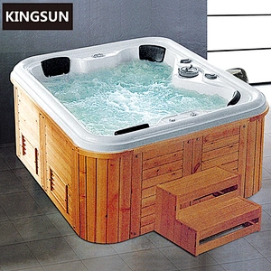 K-8985A Wooden Frame Acrylic Big Size Swim Pool Freestanding Square wood fired Hot Bath Tub