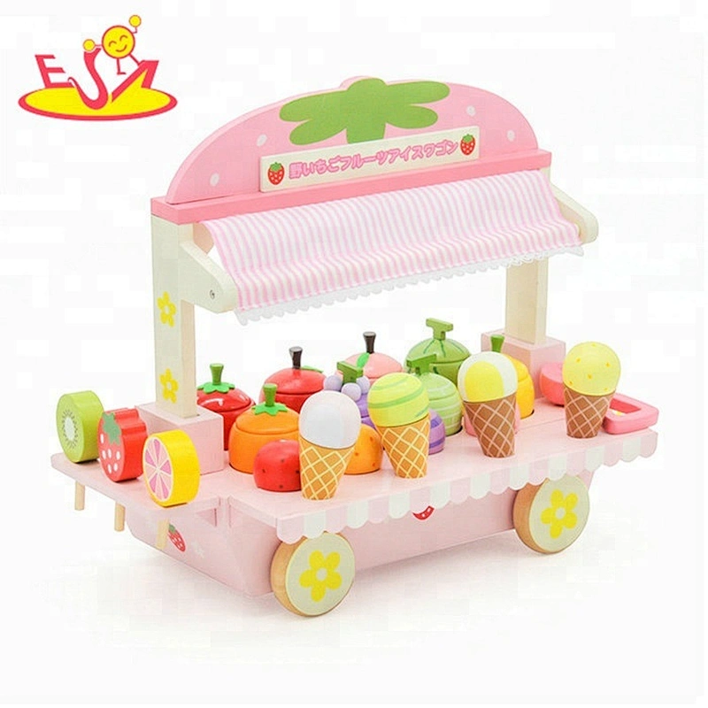 Best sale baby mini wooden ice cream truck toy for pretend play W10B080