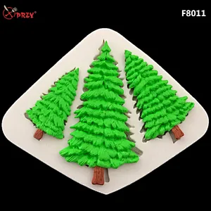 Promotion New Style Three trees Fondant mould Silicone Christmas tree Cake Decoration silicone molds