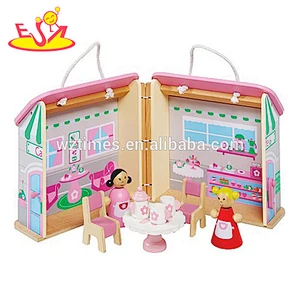 2018 Wholesale girls pink wooden toy doll house lovely children wooden toy doll house new kids wooden toy doll house W06A171