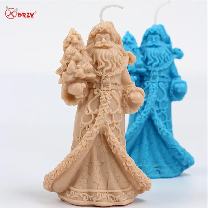 PRZY 3D Santa Candle Silicone Mold Christmas DIY Handmade Soap Molds Crafts Clay Christmas Resin Decorating Tool