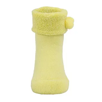 baby colorful double cuff pompoms thick cotton winter socks