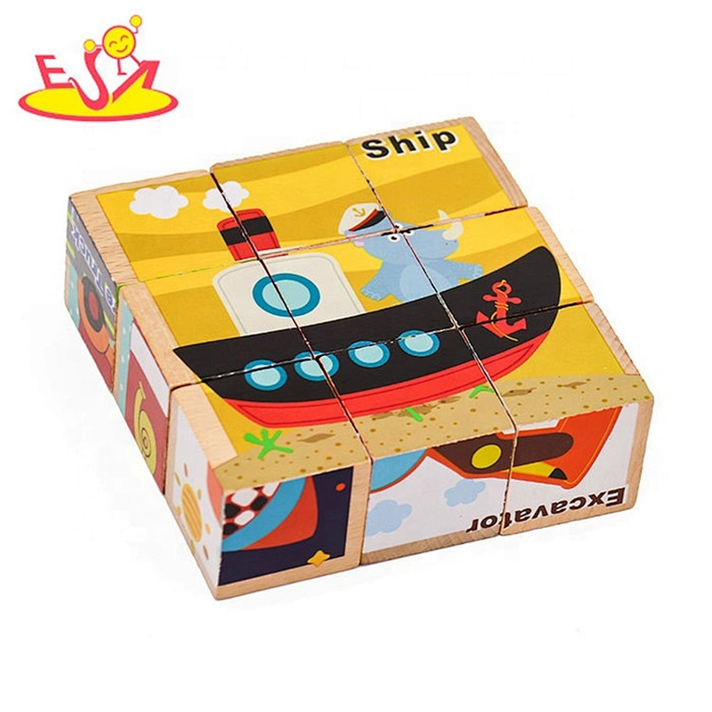 2019 New design children educational wooden cube puzzle with customize W14F059