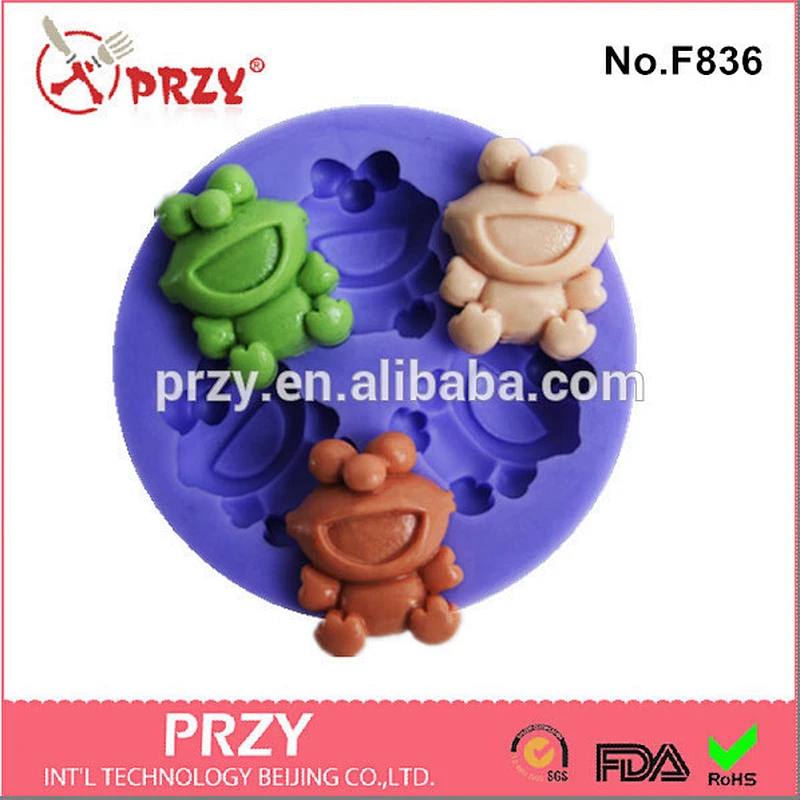 cartoon silicone mold for fondant , frog silicone fondant mold