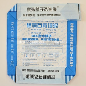 Moistureproof plastic square bottom stand up pp woven cement bag for wall putty powder,ceramic tile adhesive