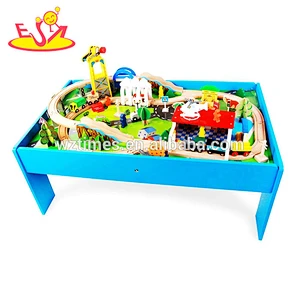 Funny kids 88 pieces wood train table for wholesale W04C061